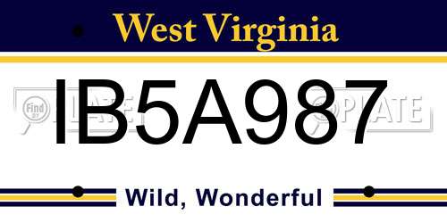 IB5A987 West Virginia License Plate