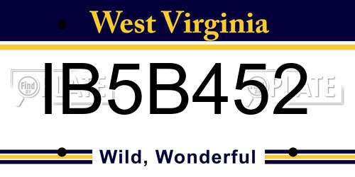 IB5B452 West Virginia License Plate