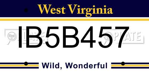 IB5B457 West Virginia License Plate