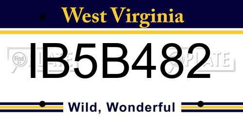 IB5B482 West Virginia License Plate