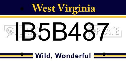 IB5B487 West Virginia License Plate