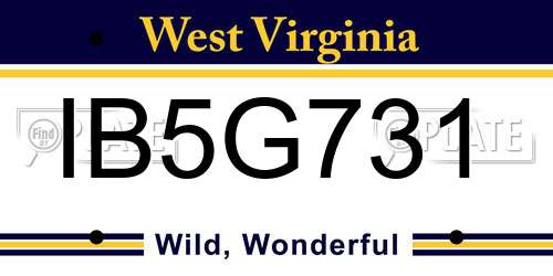IB5G731 West Virginia License Plate