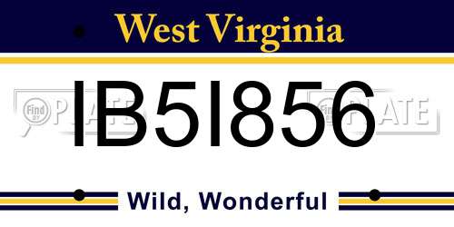 IB5I856 West Virginia License Plate