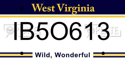 IB5O613 West Virginia License Plate