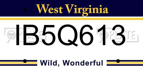 IB5Q613 West Virginia License Plate