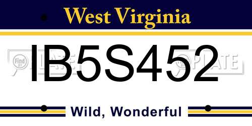 IB5S452 West Virginia License Plate