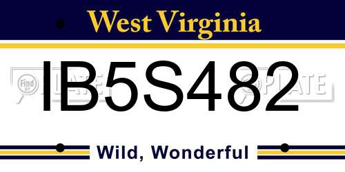 IB5S482 West Virginia License Plate