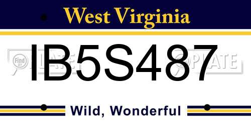 IB5S487 West Virginia License Plate