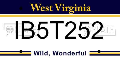 IB5T252 West Virginia License Plate
