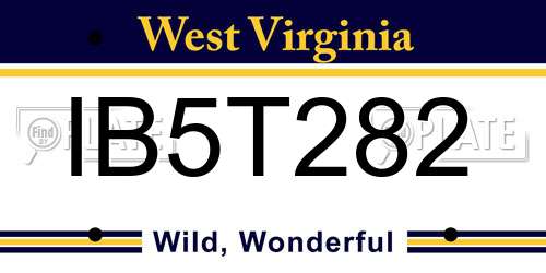 IB5T282 West Virginia License Plate