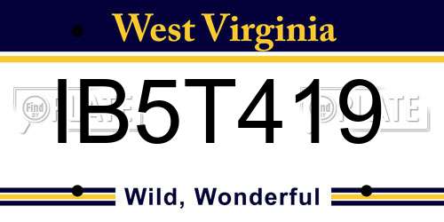 IB5T419 West Virginia License Plate