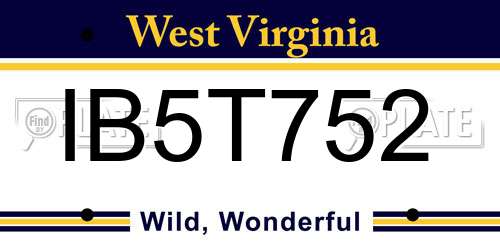 IB5T752 West Virginia License Plate
