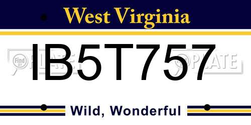 IB5T757 West Virginia License Plate