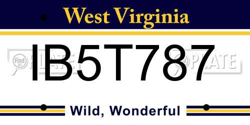 IB5T787 West Virginia License Plate