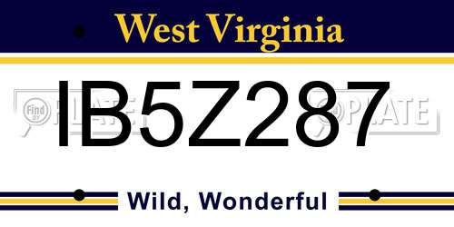 IB5Z287 West Virginia License Plate