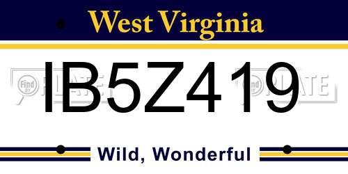 IB5Z419 West Virginia License Plate