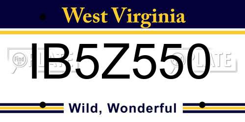 IB5Z550 West Virginia License Plate