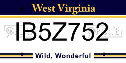 IB5Z752 West Virginia License Plate