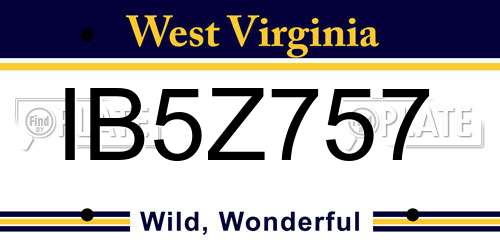 IB5Z757 West Virginia License Plate