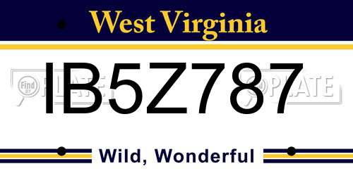 IB5Z787 West Virginia License Plate