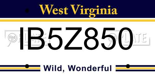 IB5Z850 West Virginia License Plate