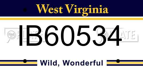 IB60534 West Virginia License Plate