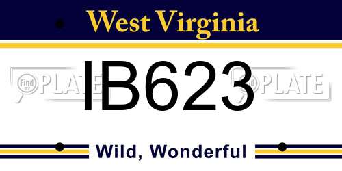 IB623 West Virginia License Plate