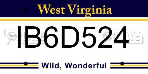 IB6D524 West Virginia License Plate
