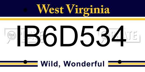 IB6D534 West Virginia License Plate