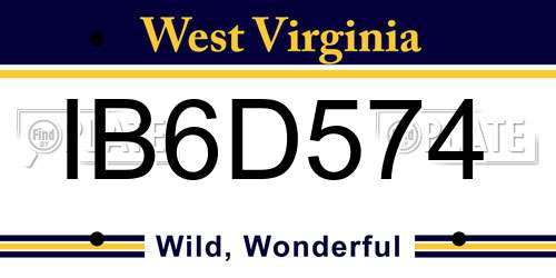 IB6D574 West Virginia License Plate
