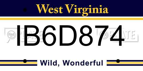 IB6D874 West Virginia License Plate