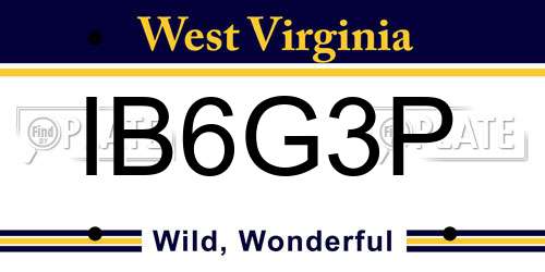 IB6G3P West Virginia License Plate