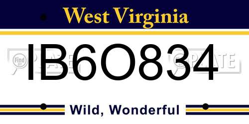 IB6O834 West Virginia License Plate