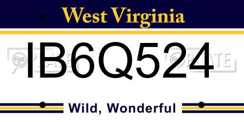 IB6Q524 West Virginia License Plate