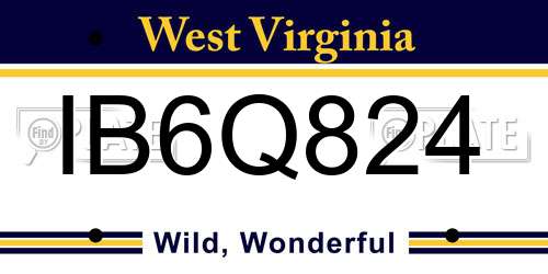 IB6Q824 West Virginia License Plate