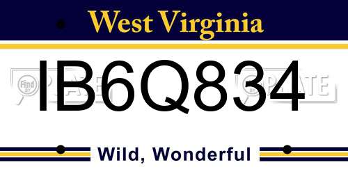 IB6Q834 West Virginia License Plate