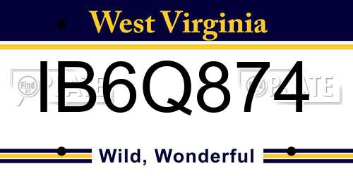 IB6Q874 West Virginia License Plate