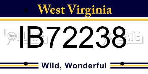 IB72238 West Virginia License Plate