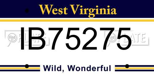 IB75275 West Virginia License Plate