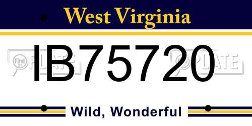 IB75720 West Virginia License Plate