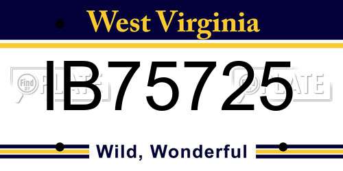 IB75725 West Virginia License Plate