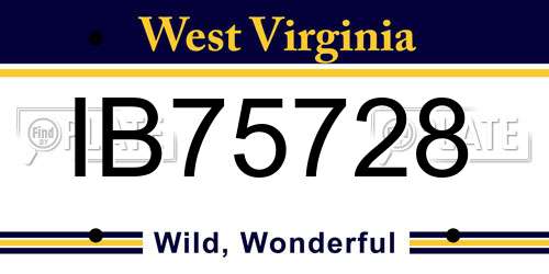 IB75728 West Virginia License Plate