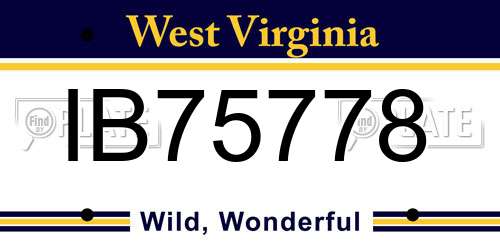 IB75778 West Virginia License Plate