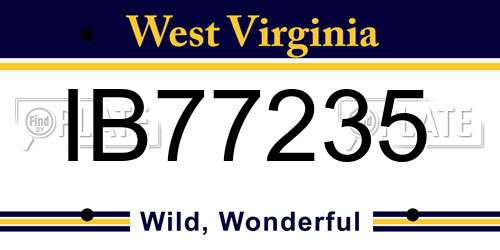 IB77235 West Virginia License Plate