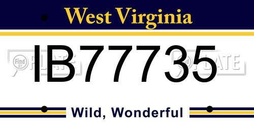 IB77735 West Virginia License Plate