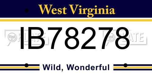 IB78278 West Virginia License Plate