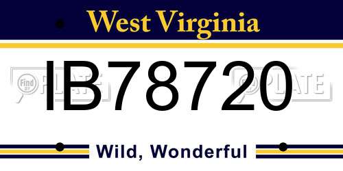IB78720 West Virginia License Plate