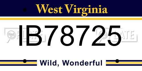IB78725 West Virginia License Plate