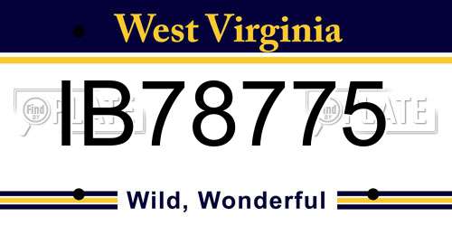 IB78775 West Virginia License Plate