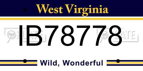 IB78778 West Virginia License Plate